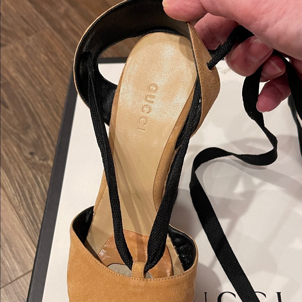 Gucci Tan and Black Espadrille Wedges - Picture 5 of 12